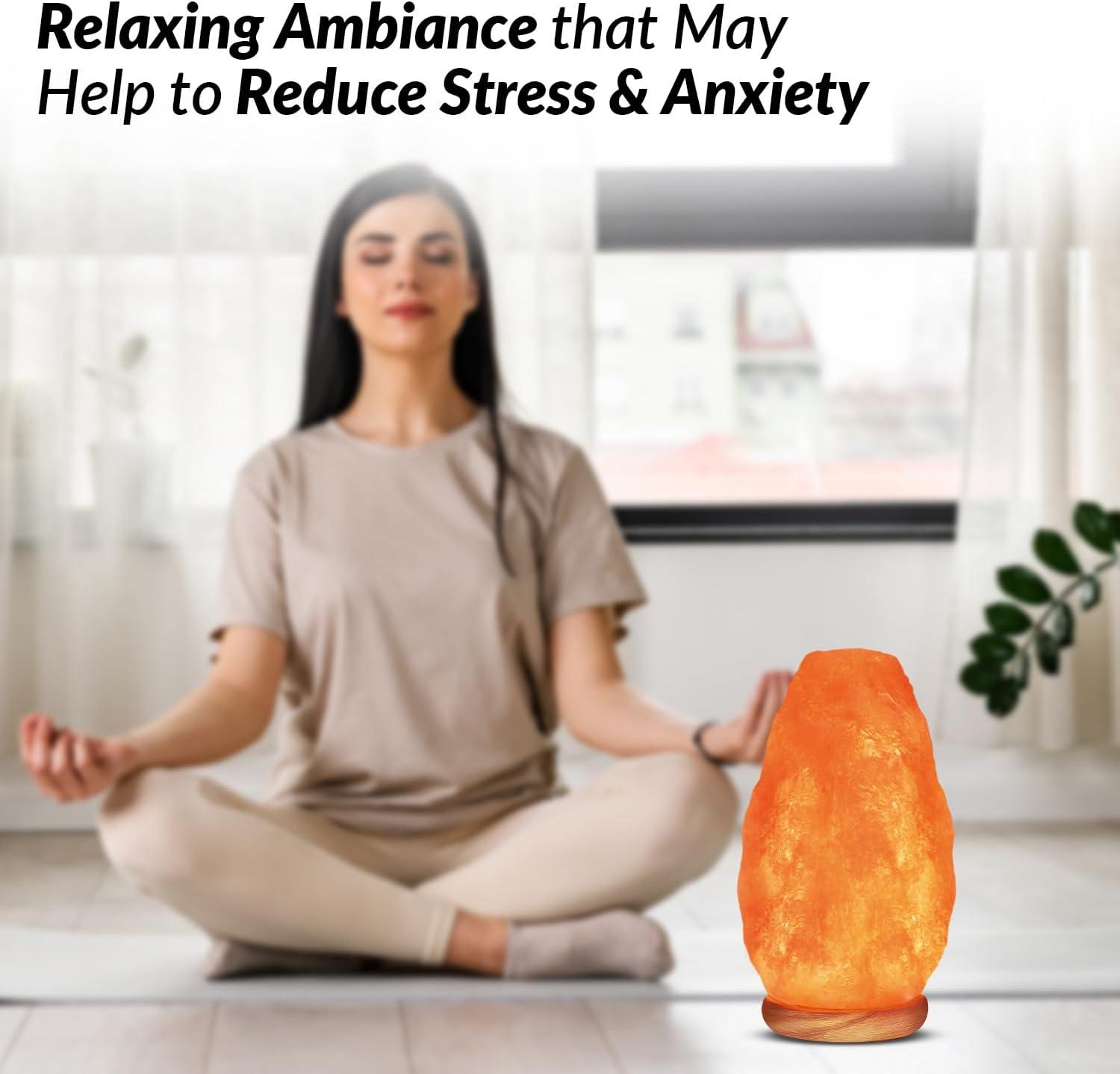 WBM Salt Lamp – USB Himalayan Salt Lamp with Touch Dimmer Control | Wooden Base | LED Bulb | 5-7lbs