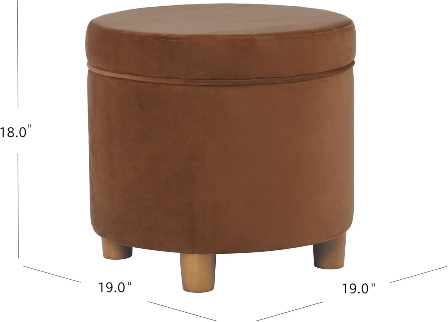 HomePop Round Storage Ottoman Spice: Upholstered Footstool with Hardwood Frame, 250lb Capacity