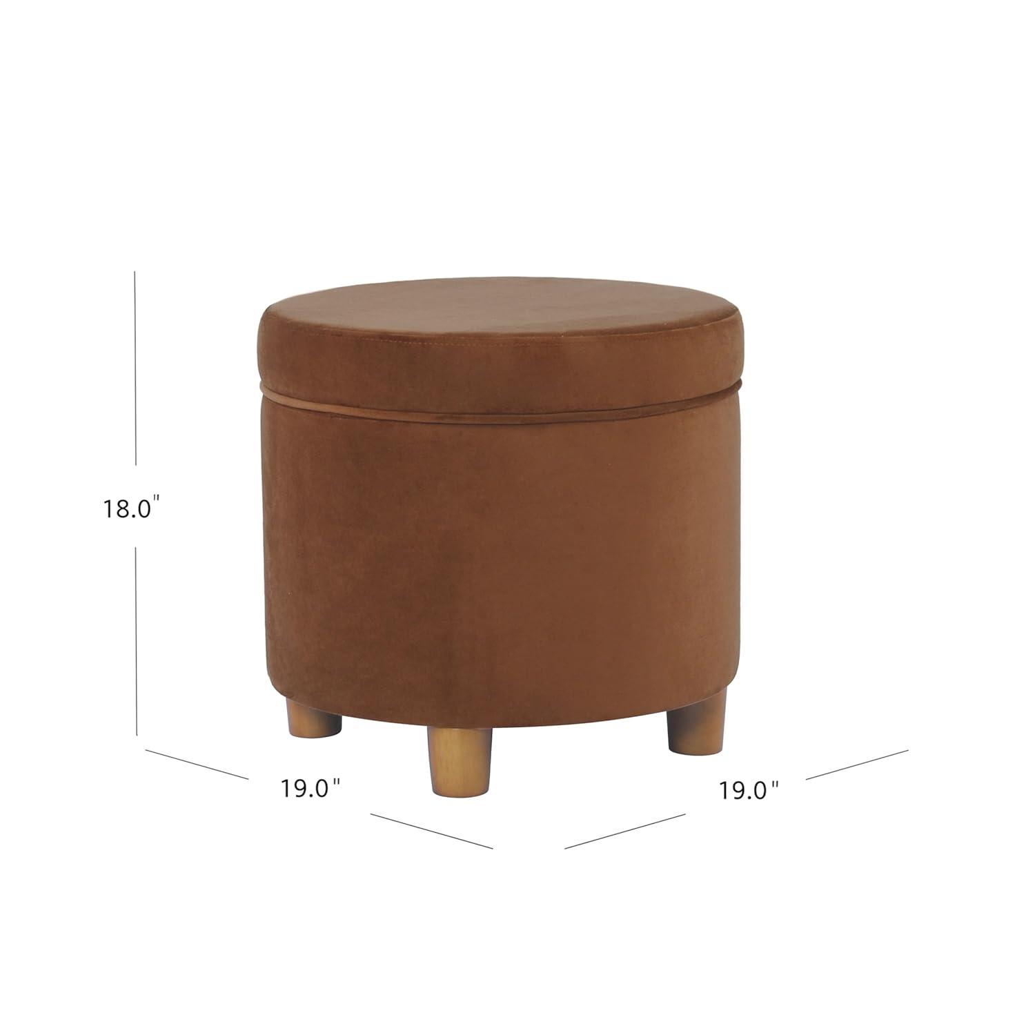 HomePop Round Storage Ottoman Spice: Upholstered Footstool with Hardwood Frame, 250lb Capacity