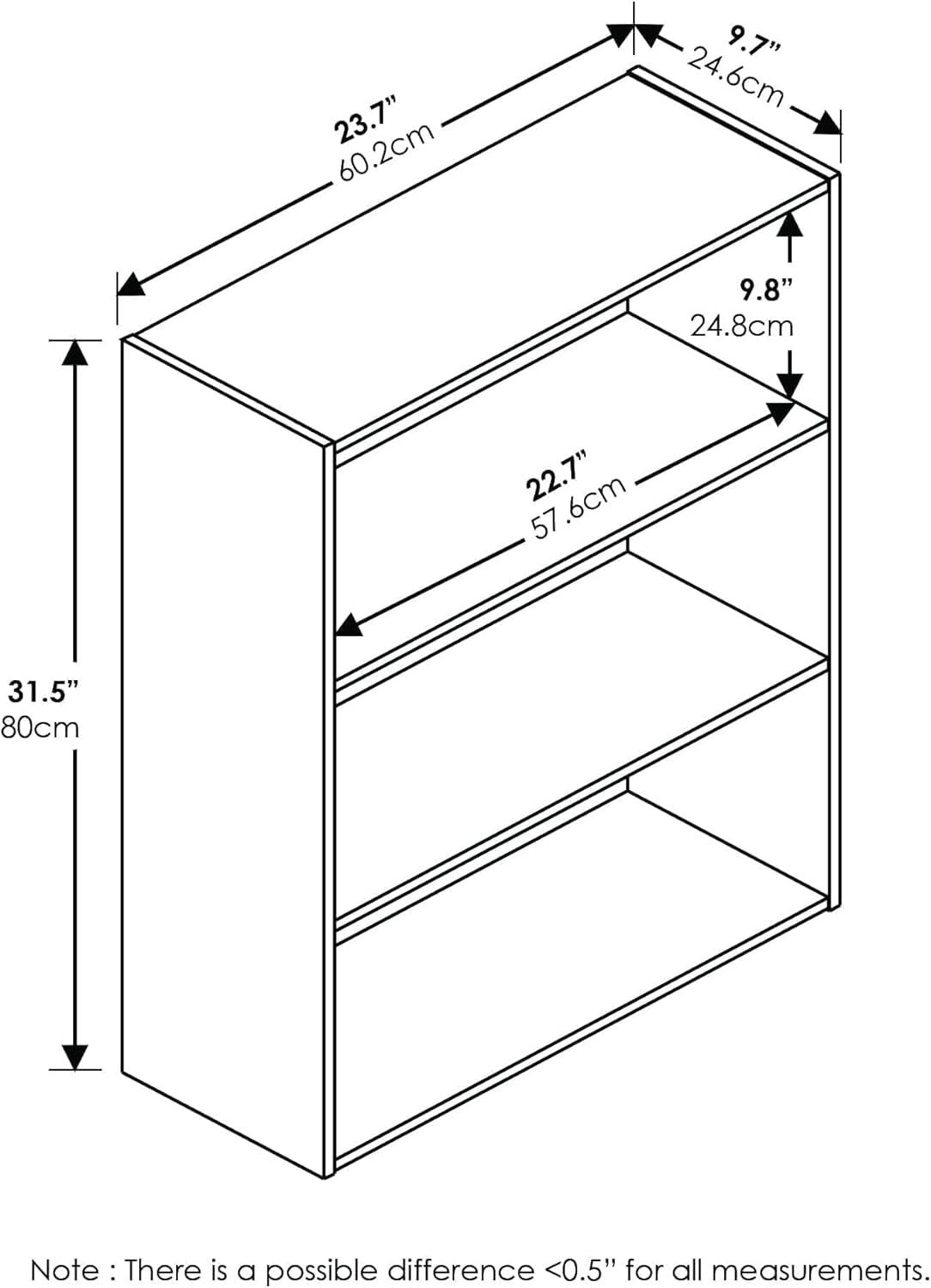 Furinno Pasir Contemporary Engineered Wood 3-Tier Open Shelf in Plain White