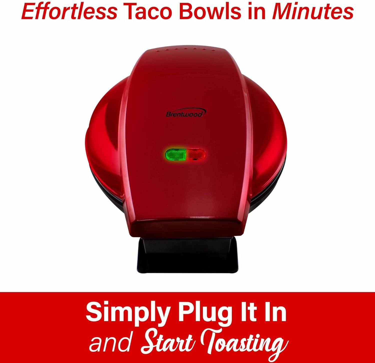 Brentwood TS-257R 10-In. Electric Tortilla Taco Bowl Maker, Red