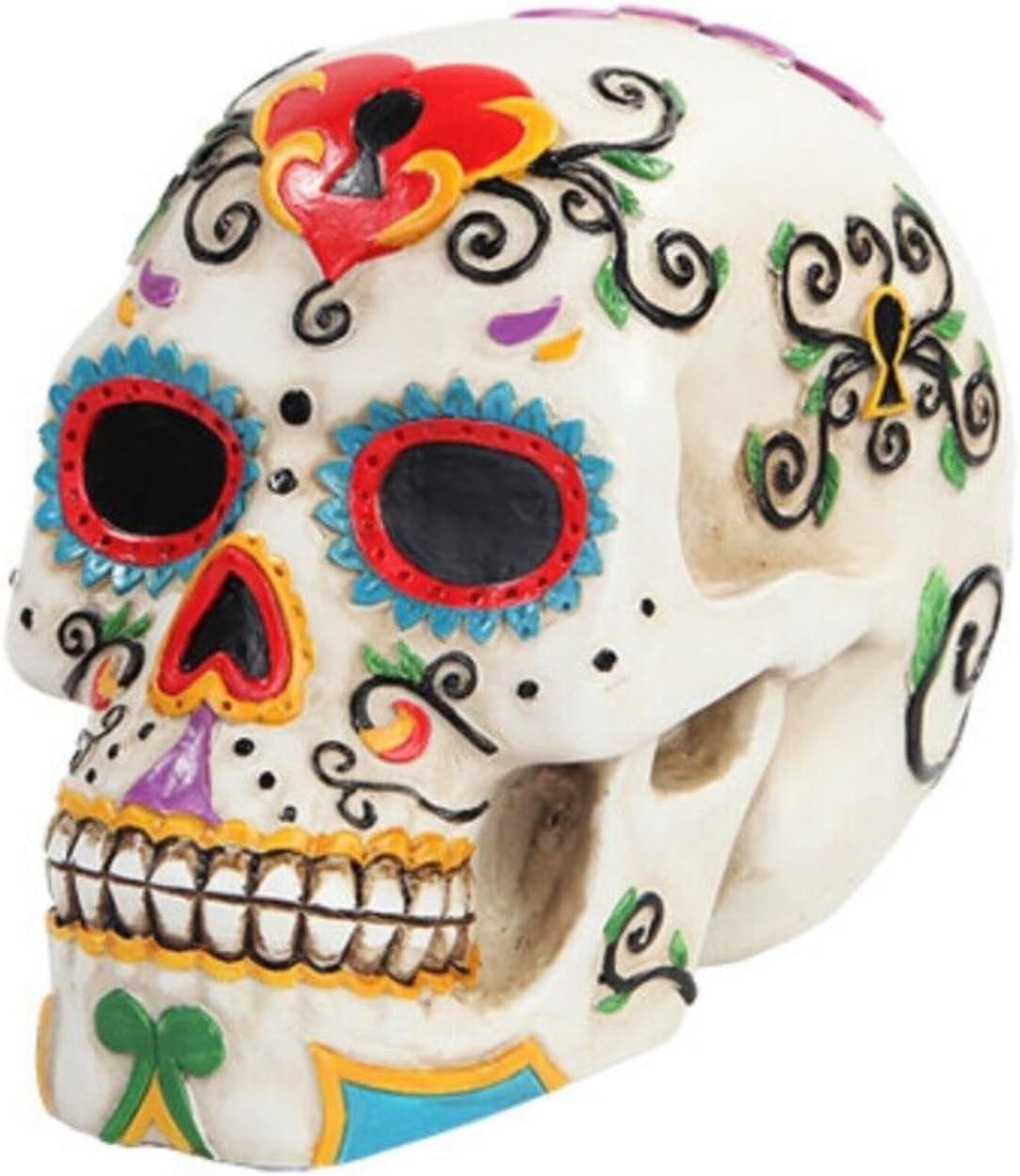 Pacific Giftware PTC 5.5 Inch Multicolor Patterned Day of The Dead Skull Statue Figurine