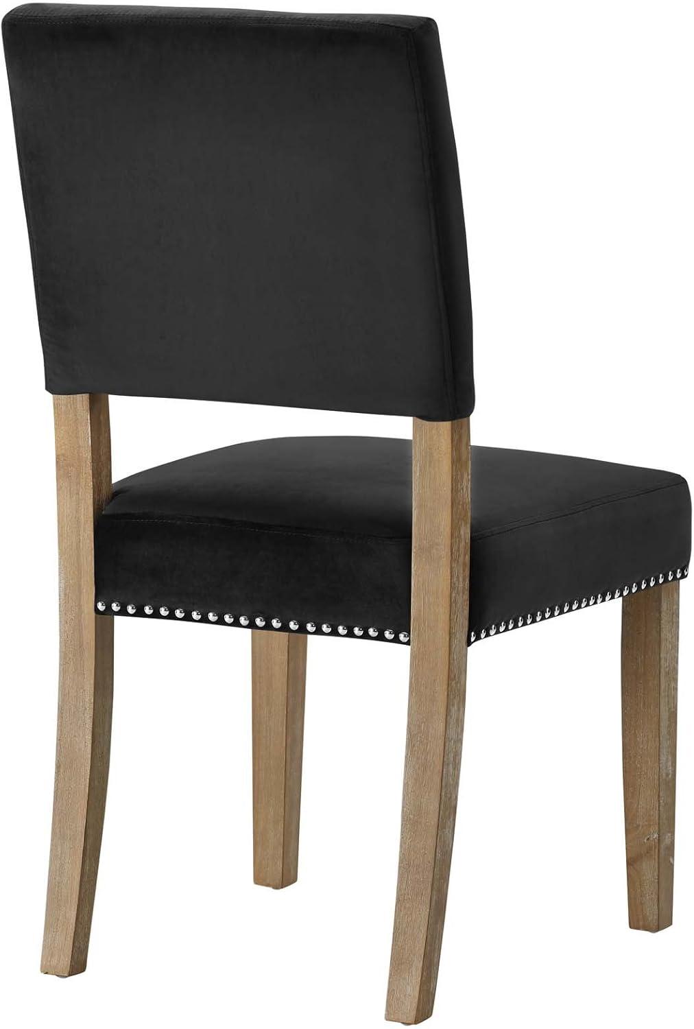 Elegant Black Velvet Upholstered Side Chair with Wood Frame