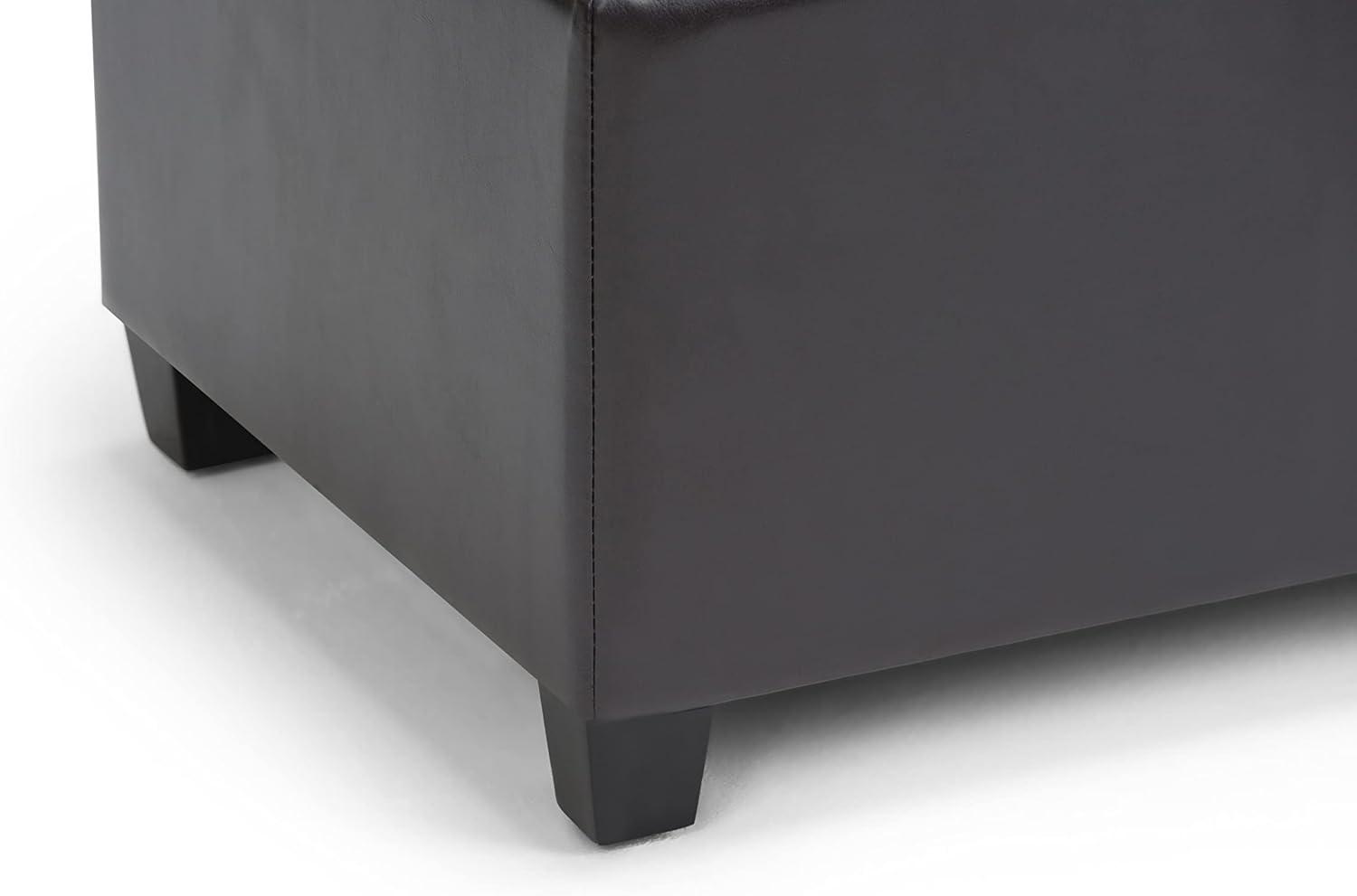 Simpli Home Sienna 33"W Upholstered Storage Ottoman Bench with Lift-Up Tufted Top