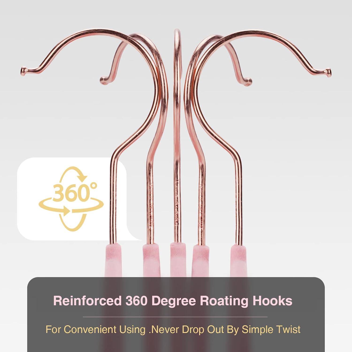 Flocked Velvet Clothes Hangers with Stainless Steel Swivel Hooks, Pink - 50 Piece