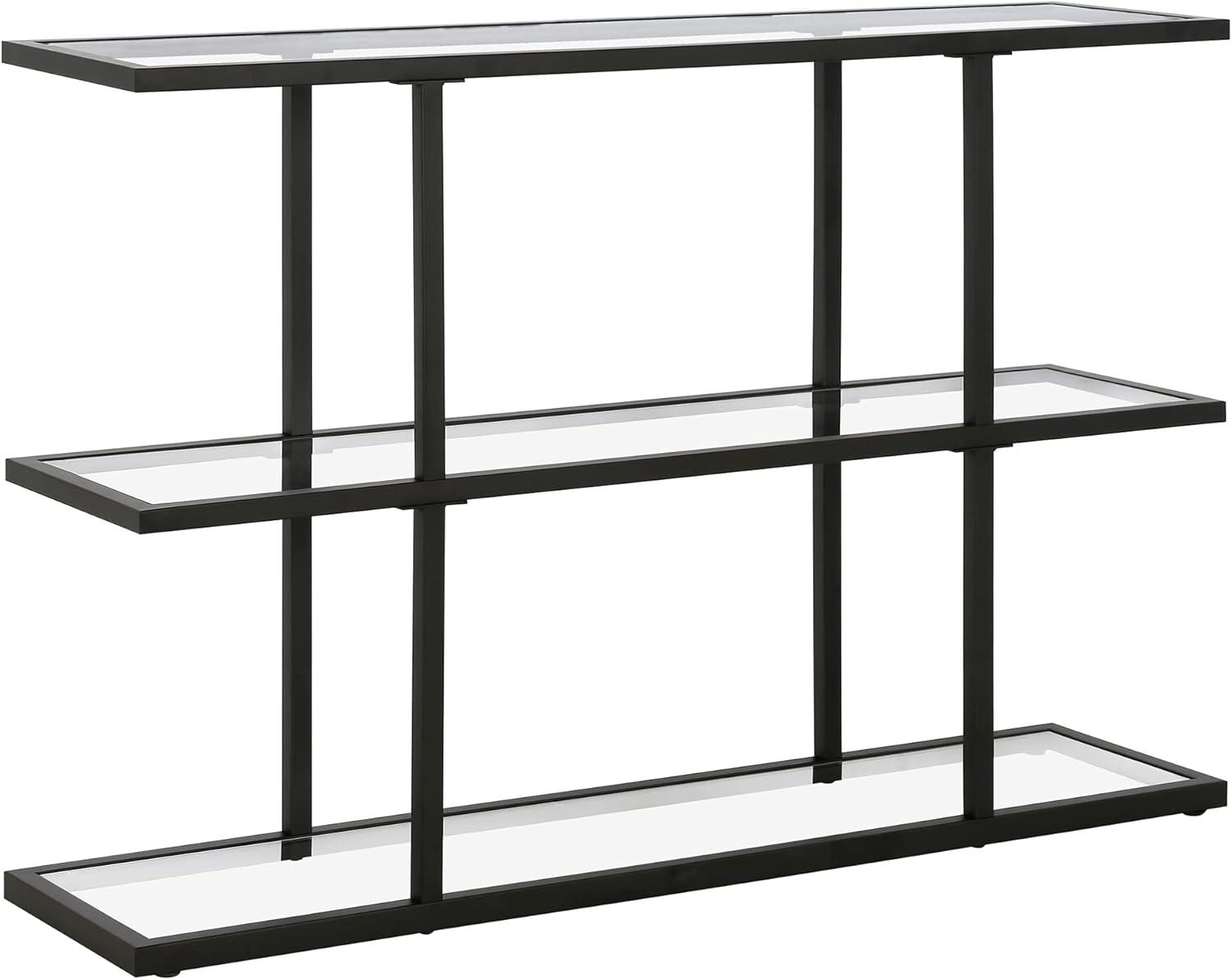 Yeardley Blackened Bronze Metal & Glass Console Table with Shelves