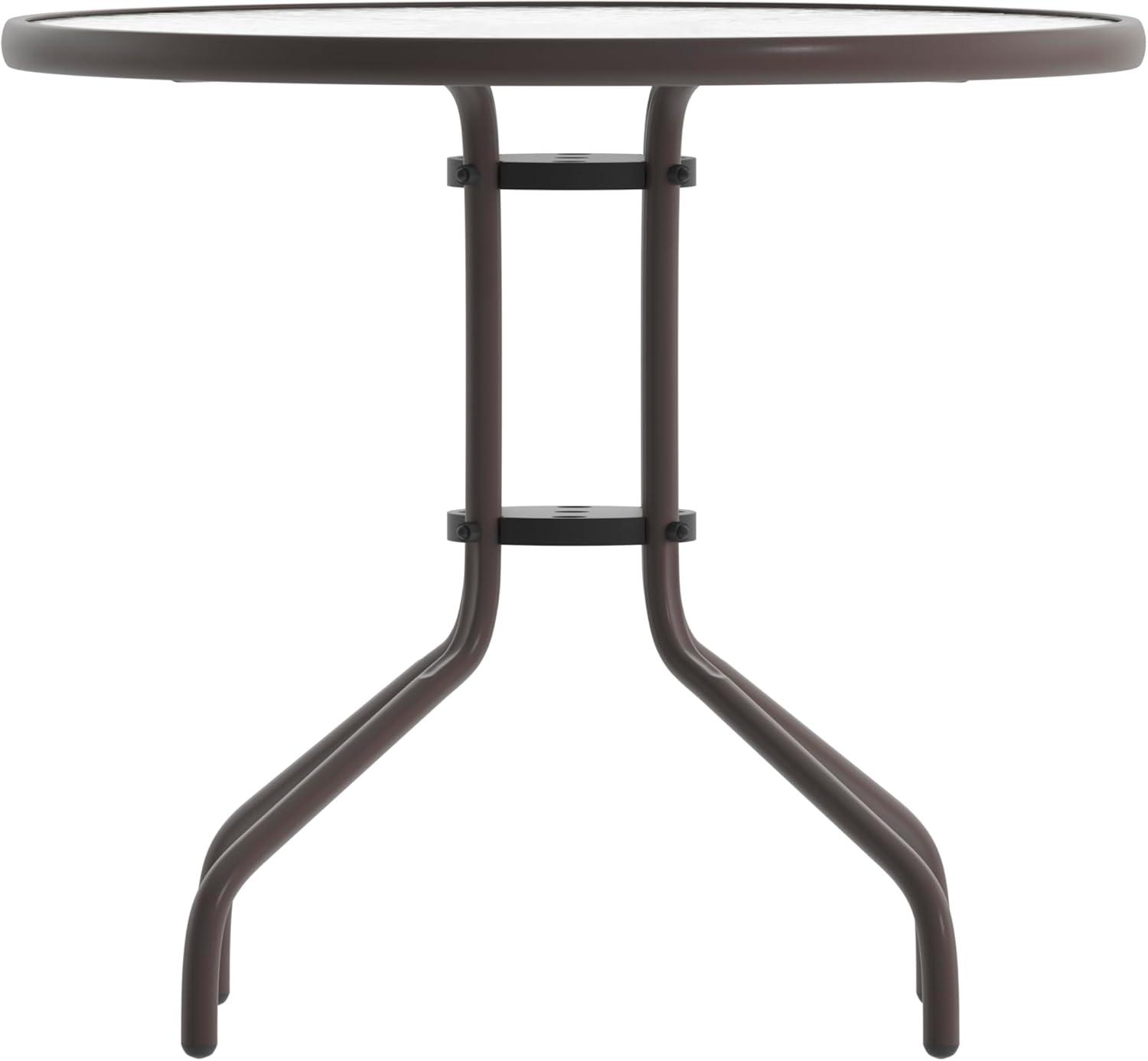 Flash Furniture Bellamy 31.5'' Bronze Round Tempered Glass Metal Table