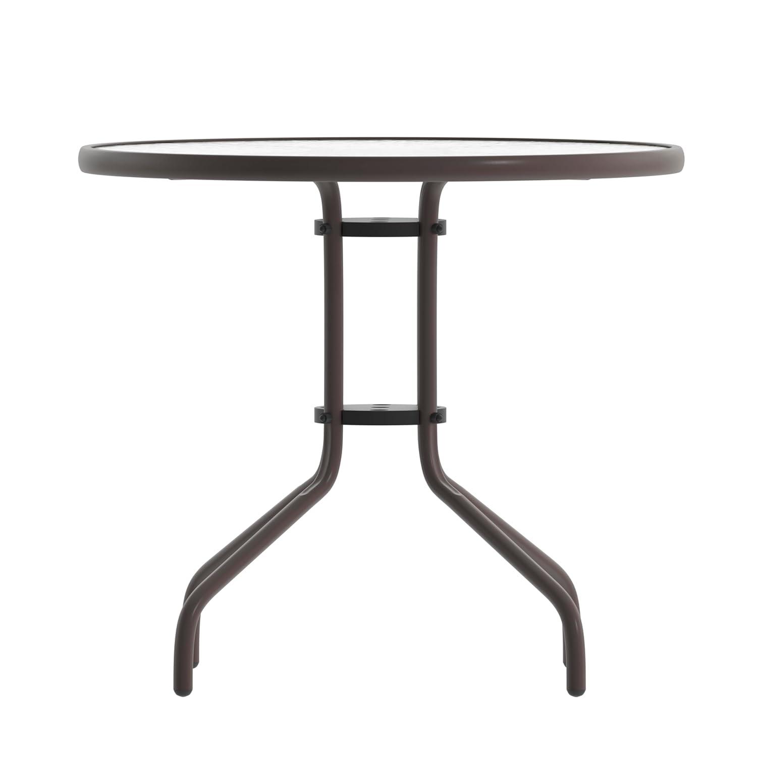 Flash Furniture Bellamy 31.5'' Bronze Round Tempered Glass Metal Table