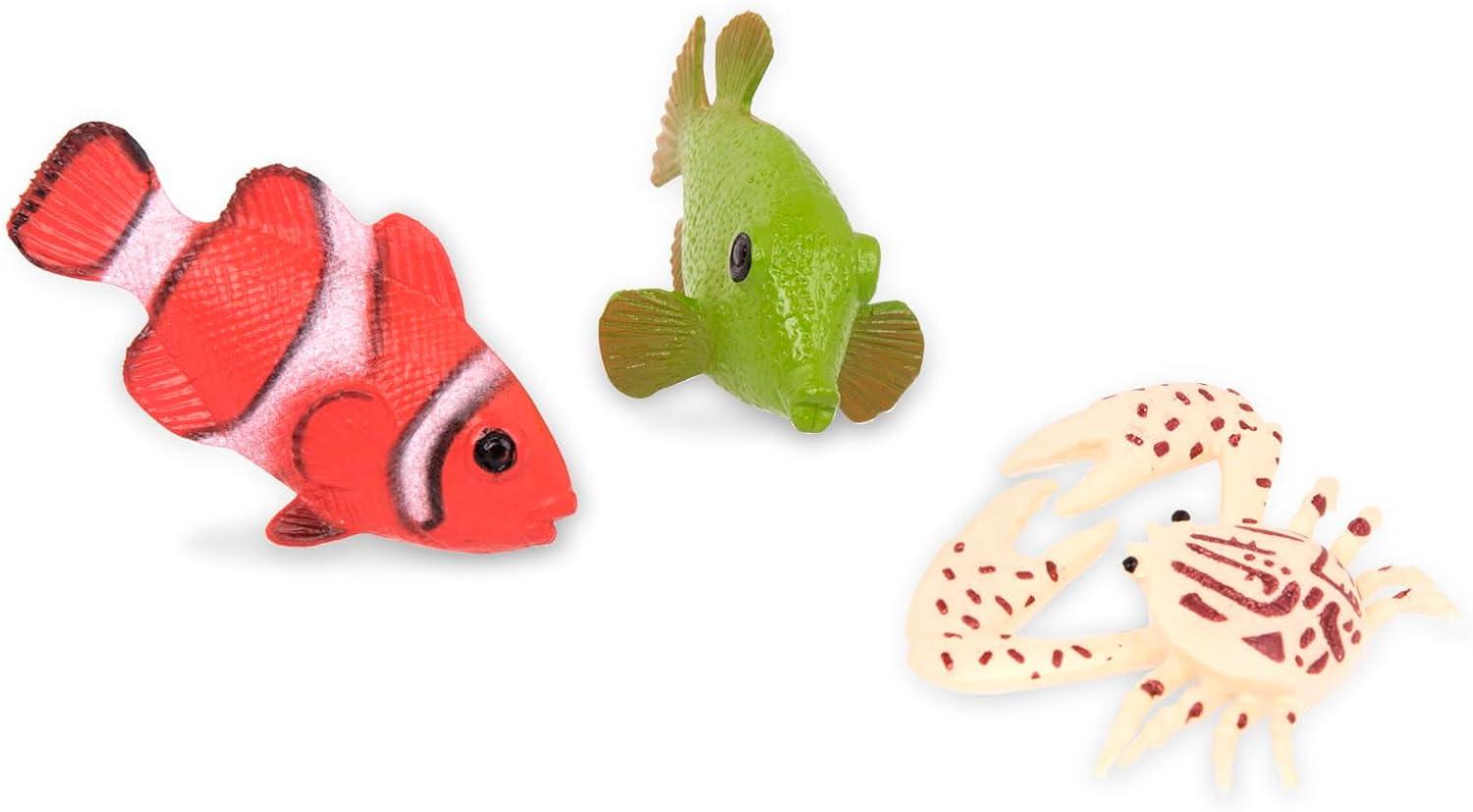 Terra by Battat – 60pcs Tropical Fish & Crab Toys – Mini Plastic Ocean Animal Figurines for Kids – Realistic Sea Creatures in Tube – Sensory Educational Playset for Toddlers Ages 3+