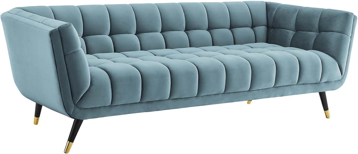 Modern Contemporary Urban Design Living Room Lounge Club Lobby Sofa, Velvet Fabric, Blue