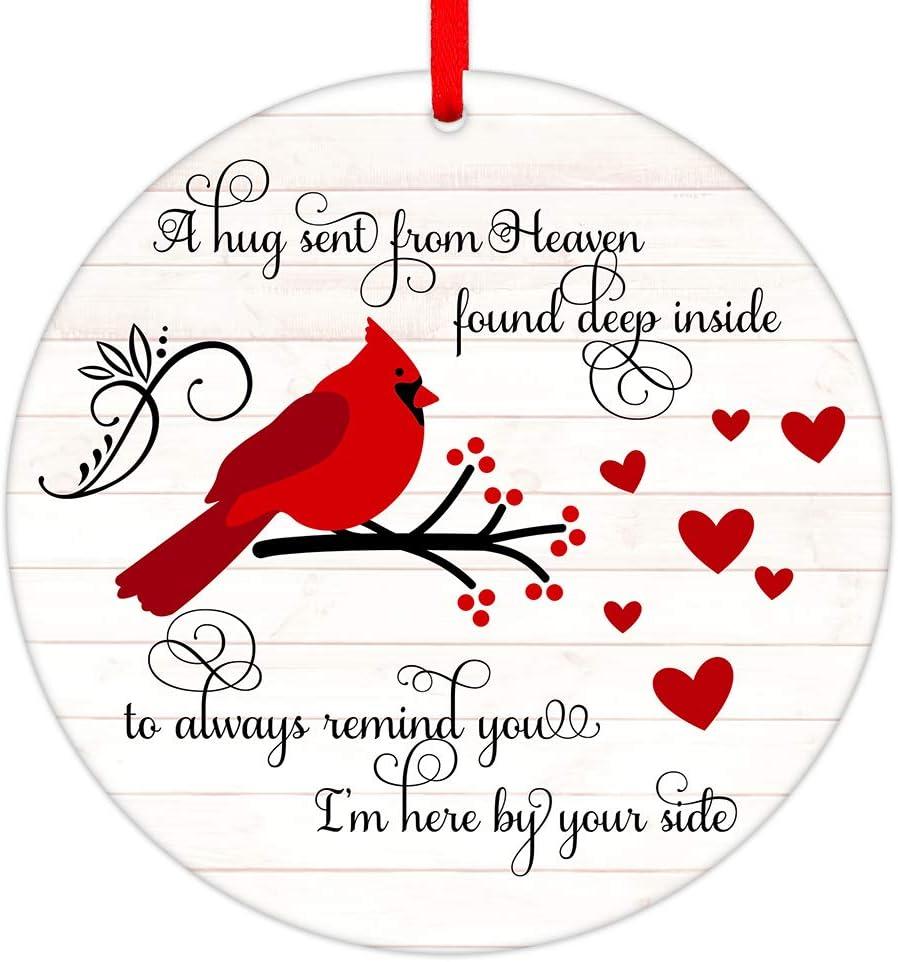 WaaHome Metal Red Cardinal Christmas Ornaments - Christmas in Heaven Ornament - Memorial Christmas Ornaments Gifts for Loss of Loved One - Cardinal Ornaments for Christmas Tree Decorations