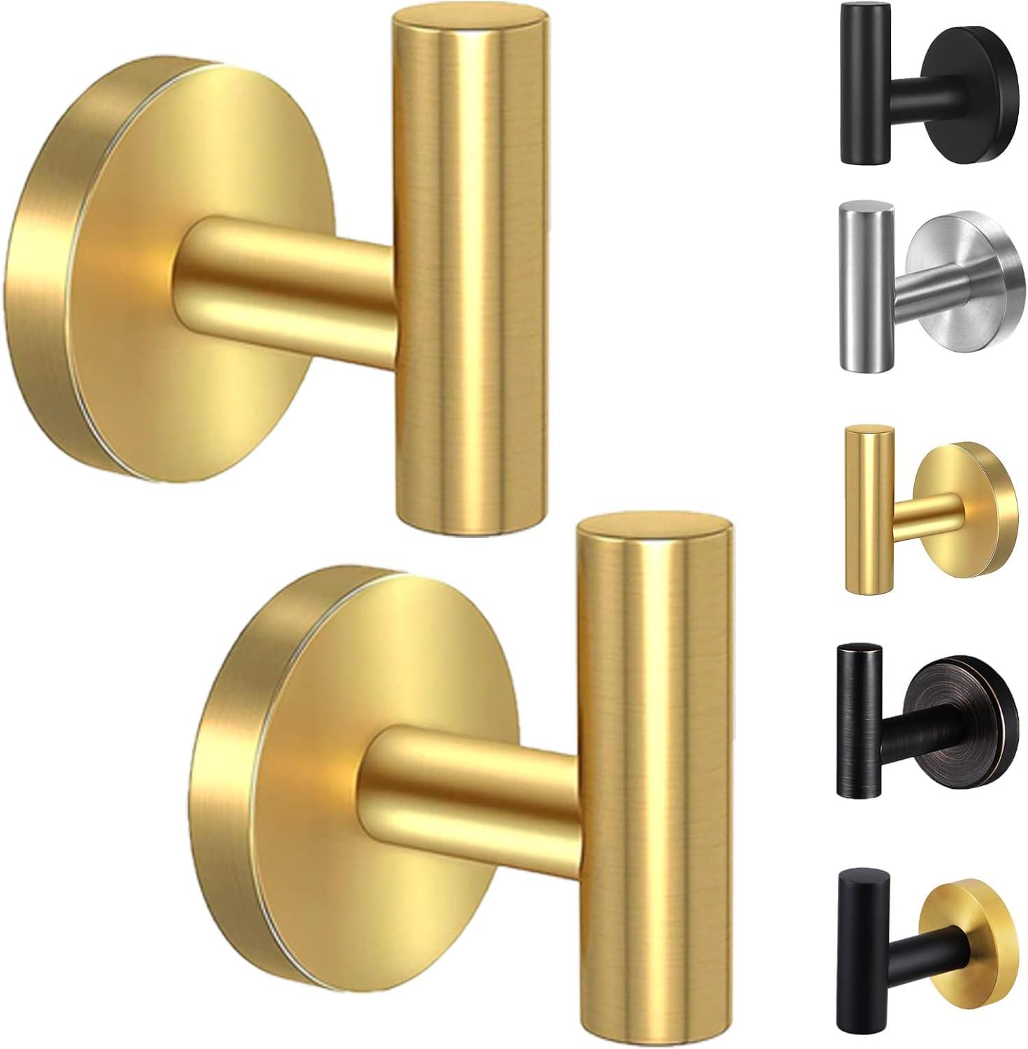 Brushed Gold Stainless Steel Wall Hooks Set