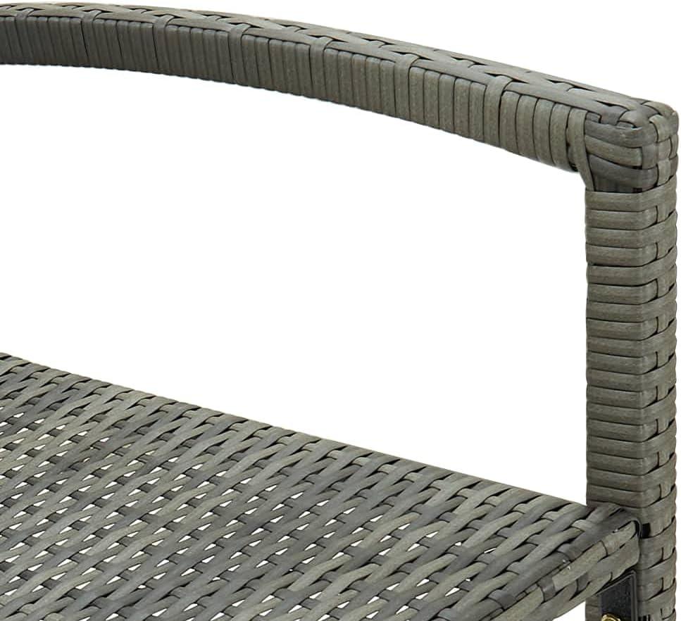 vidaXL Bar Stool Set of 4 Grey PE rattan, powder-coated steel Medium