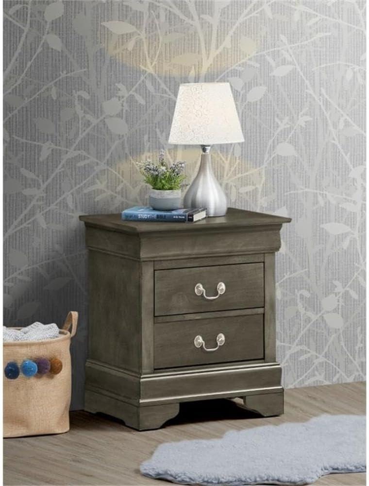 Glory Furniture Louis Phillipe 2 Drawer Nightstand in Gray