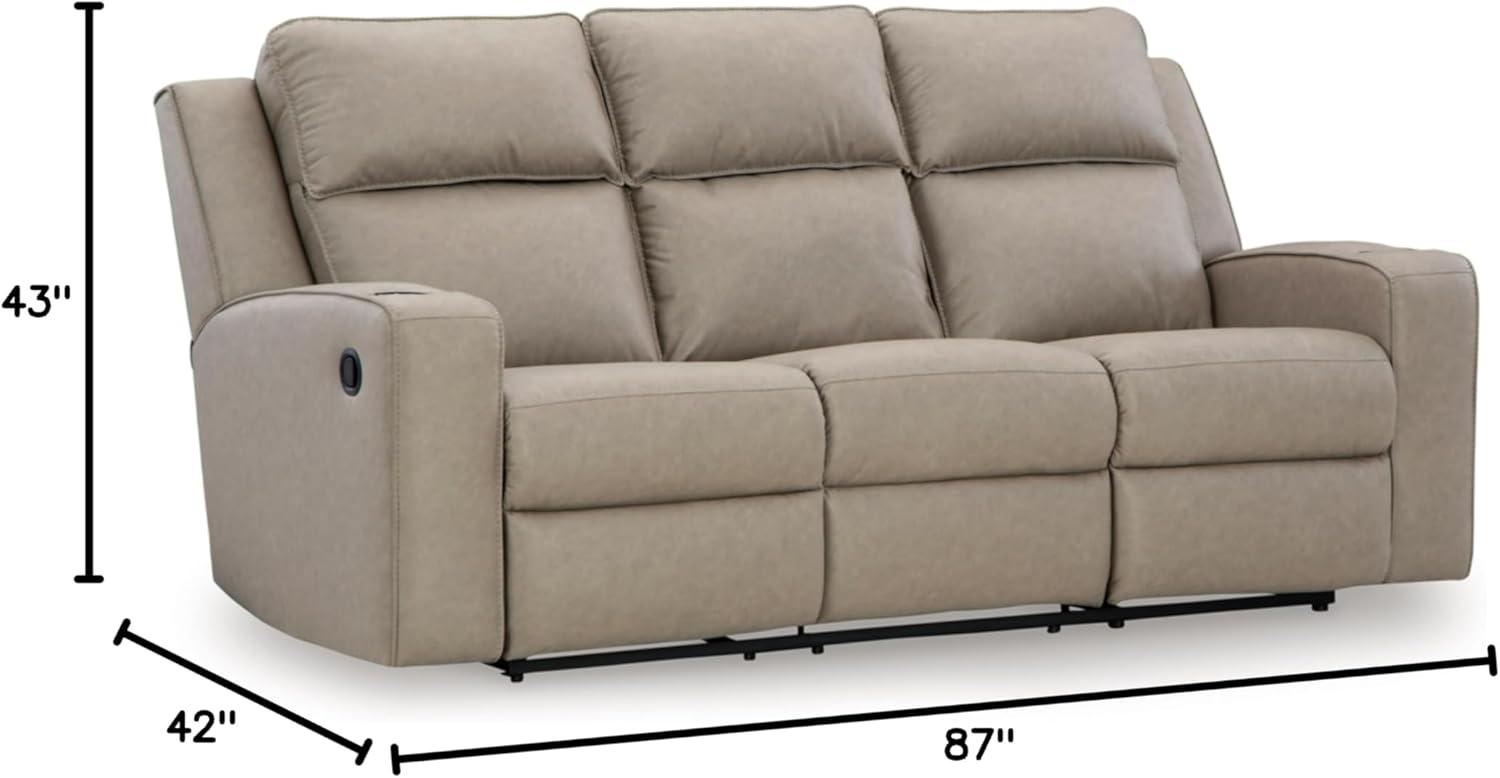 Pebble Faux Leather Reclining Sofa with Cup Holders