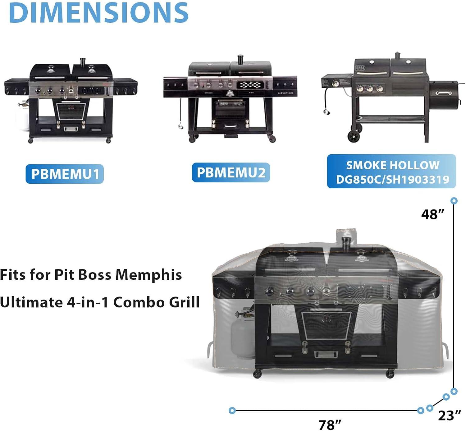 Grisun PS9900 Grill Cover for Smoke Hollow Gas/Charcoal Grill, Pit Boss Memphis Ultimate Grill GC7000 DG1100S 4in1 Combo Grill, Pit Boss KC Combo Platinum Series Heavy Duty and Waterproof Grill Cover