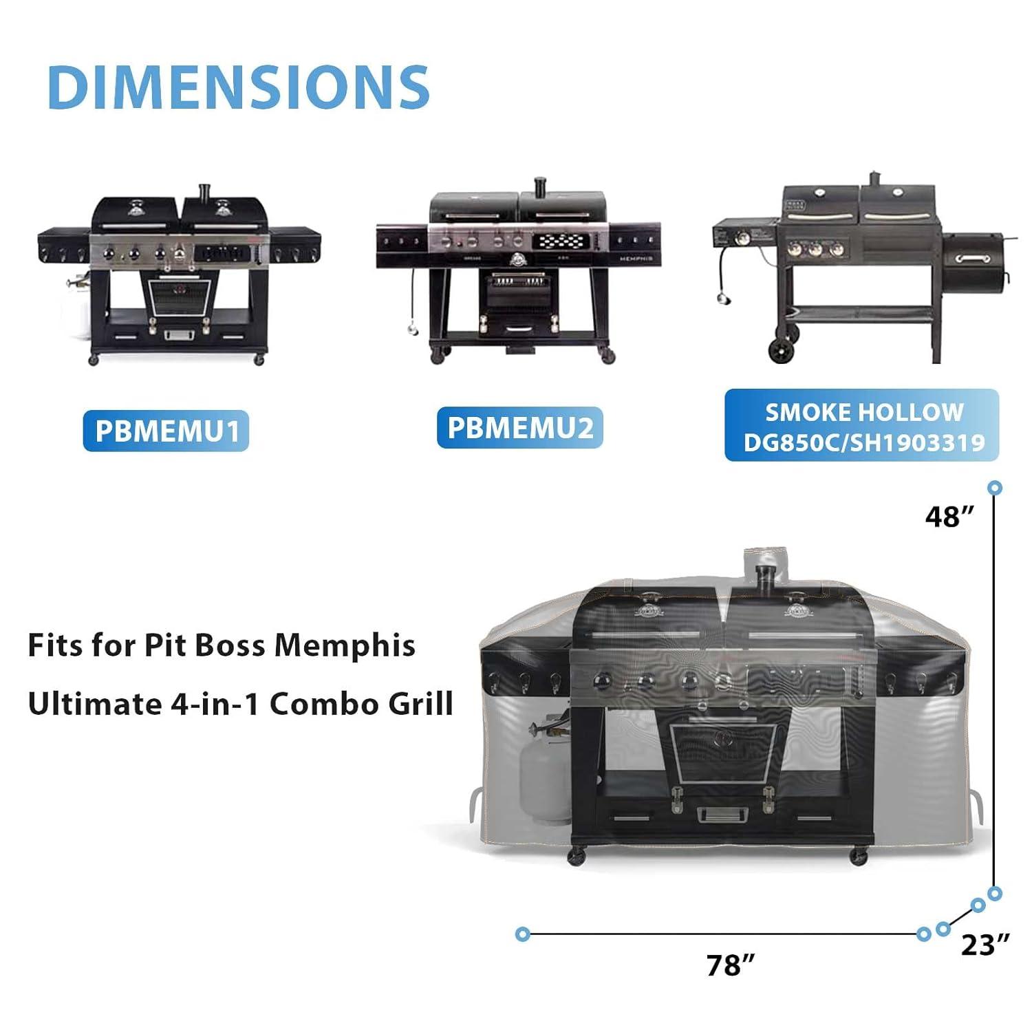 Grisun PS9900 Grill Cover for Smoke Hollow Gas/Charcoal Grill, Pit Boss Memphis Ultimate Grill GC7000 DG1100S 4in1 Combo Grill, Pit Boss KC Combo Platinum Series Heavy Duty and Waterproof Grill Cover