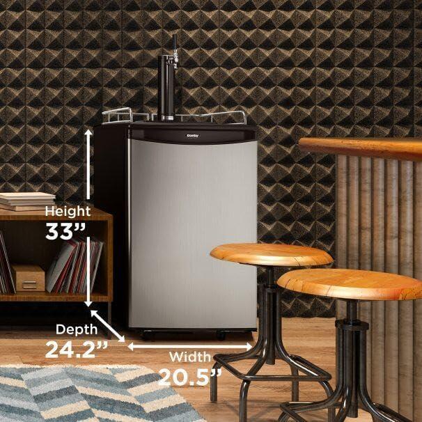 Danby Danby 5.4 Cubic Feet Silver Single Tap Half Barrel (Full Size) Freestanding Kegerator with Adjustable Temperature
