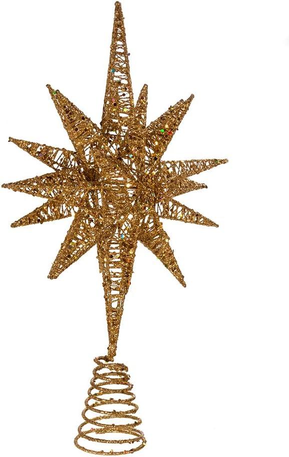 Kurt Adler 16.5-Inch Gold Glitter Wire 3D Star Treetop