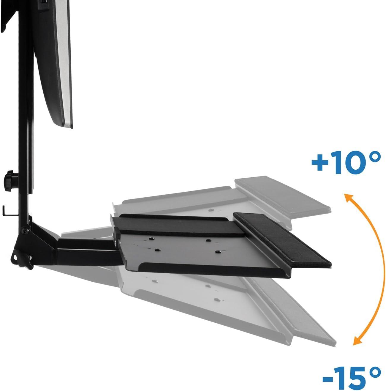 Mount-It! Monitor and Keyboard Wall Mount with CPU Holder, Height Adjustable Standing VESA Keyboard Tray, 25 Inch Wide Platform with Mouse Pad