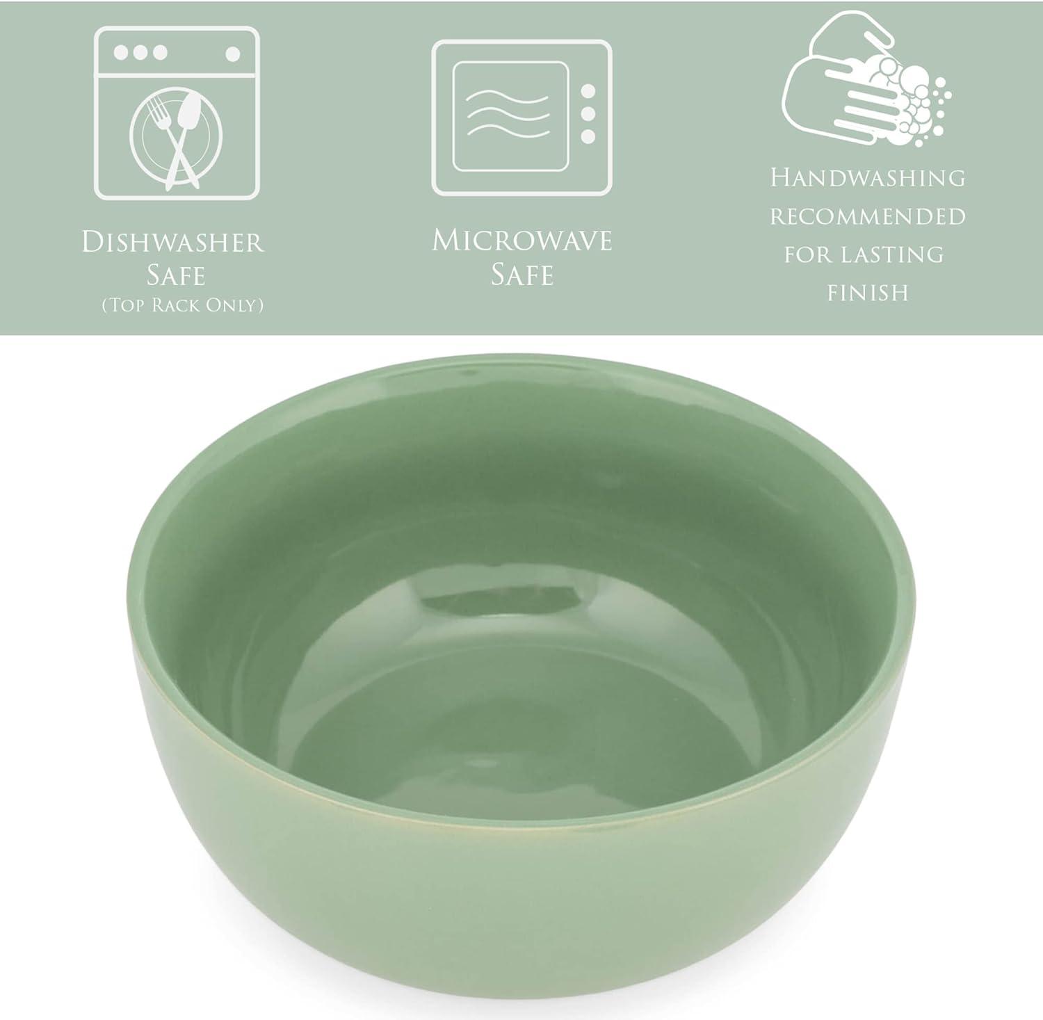 Elanze Designs Bistro Glossy Ceramic 4 inch Dessert Bowls Set of 4, Sage Green