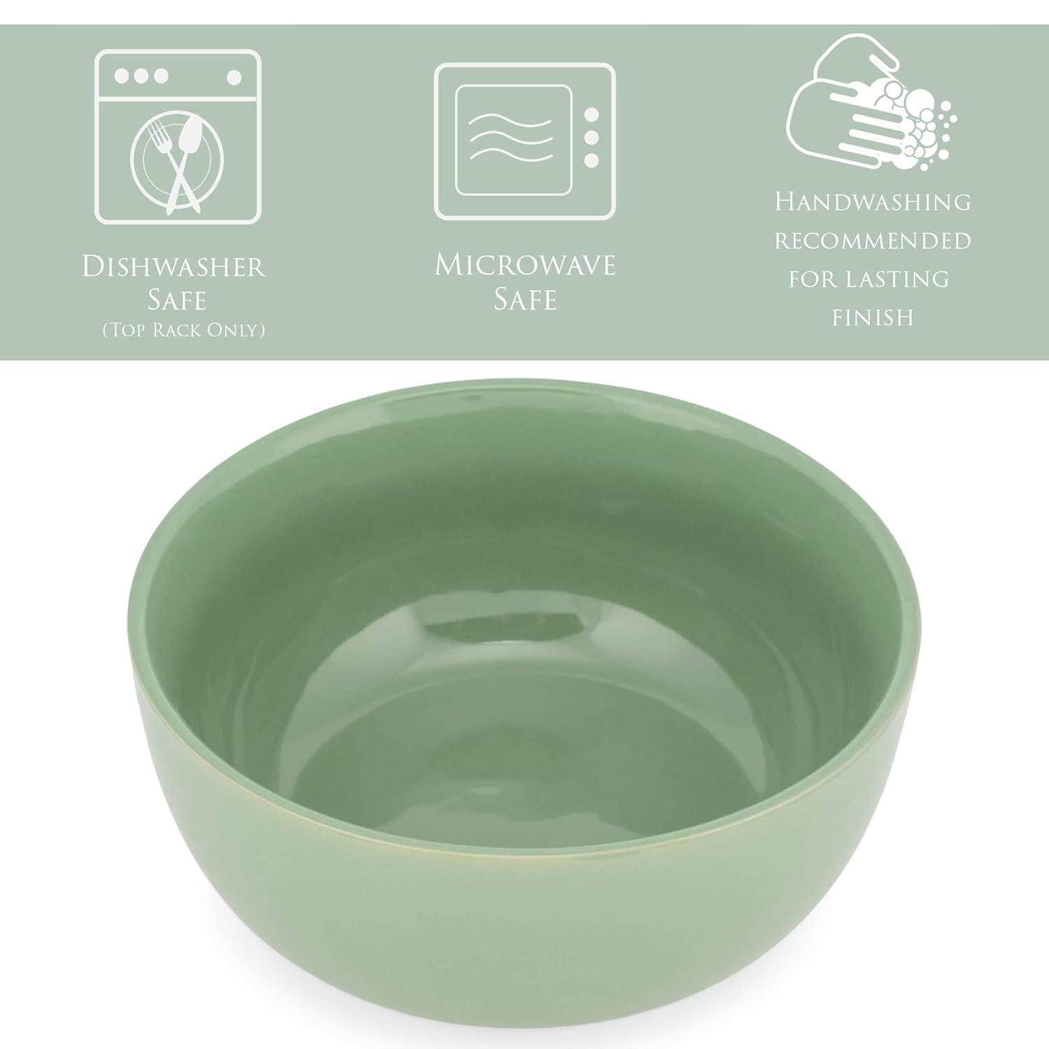 Elanze Designs Bistro Glossy Ceramic 4 inch Dessert Bowls Set of 4, Sage Green