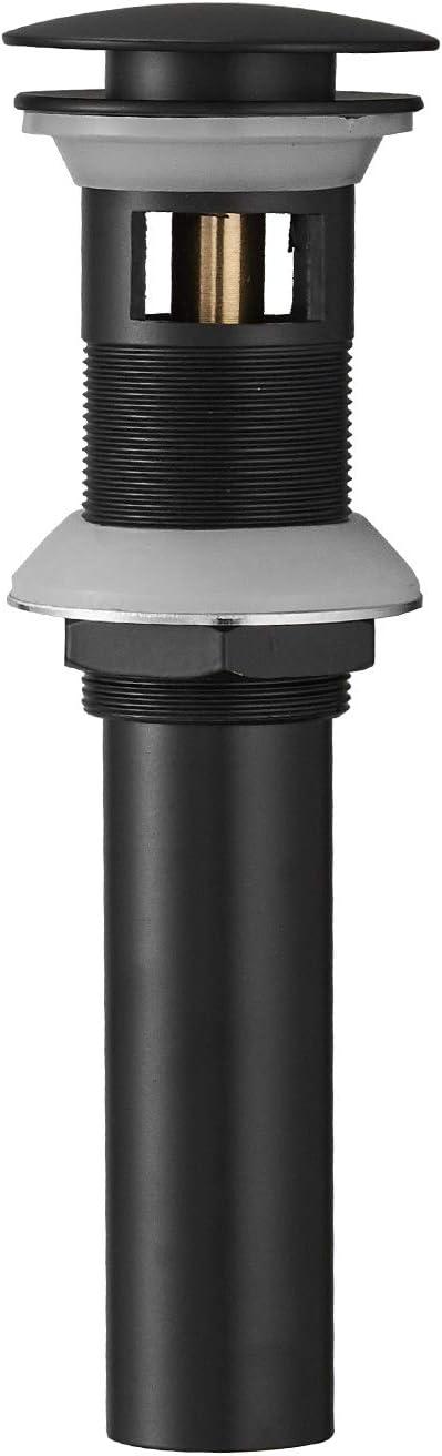 ESFORT Bathroom Sink Drain Stopper with Overflow Pop Up Sink Drain for Vessel Vanity Lavatory Sink, Matte Black