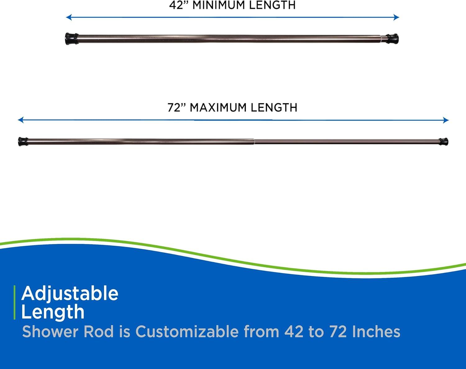 Kenney® Twist & Fit™ No Tools Rust-Proof Painted Aluminum Straight Tension Shower Curtain Rod, 42-72", Matte Oil Rubbed Bronze