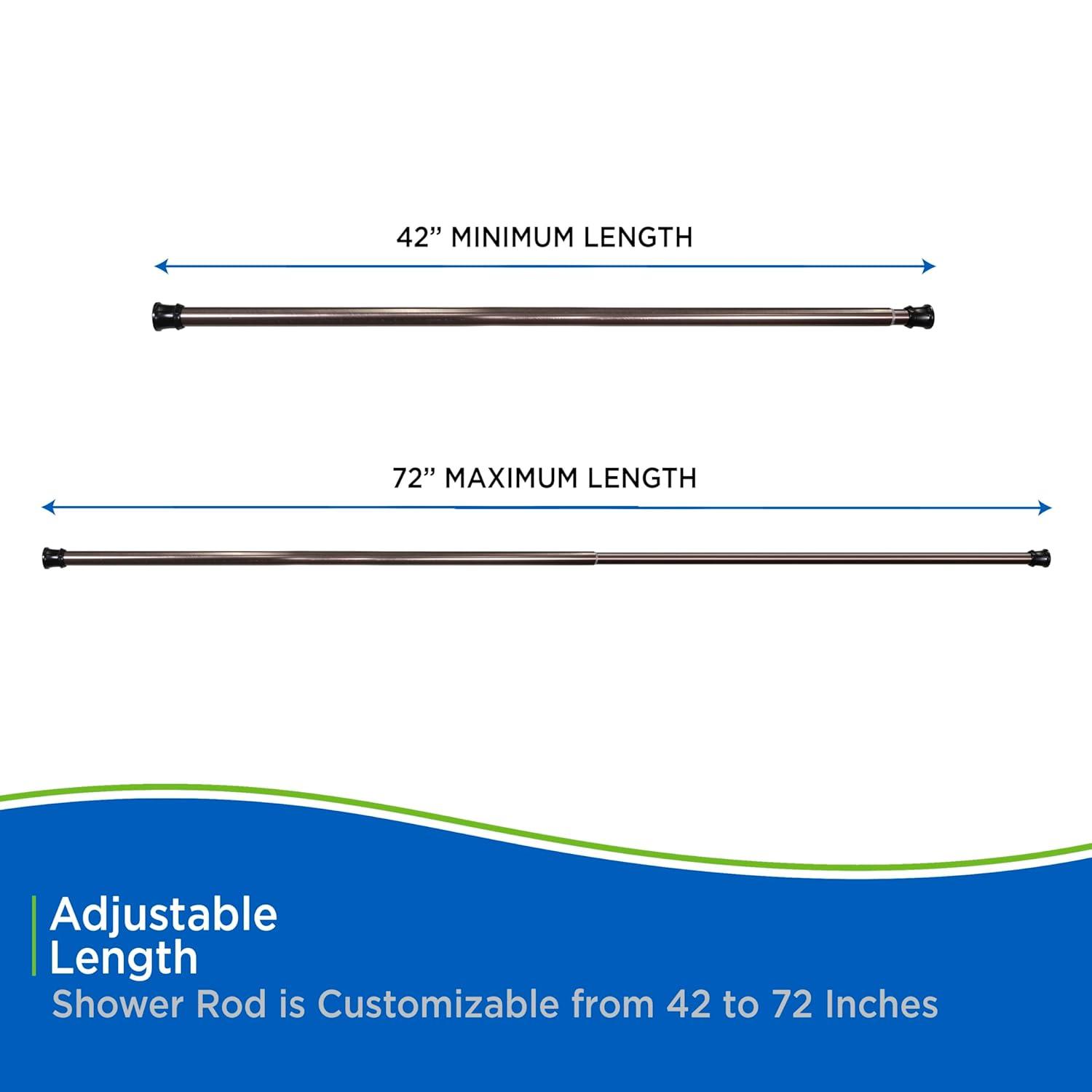 Kenney® Twist & Fit™ No Tools Rust-Proof Painted Aluminum Straight Tension Shower Curtain Rod, 42-72", Matte Oil Rubbed Bronze