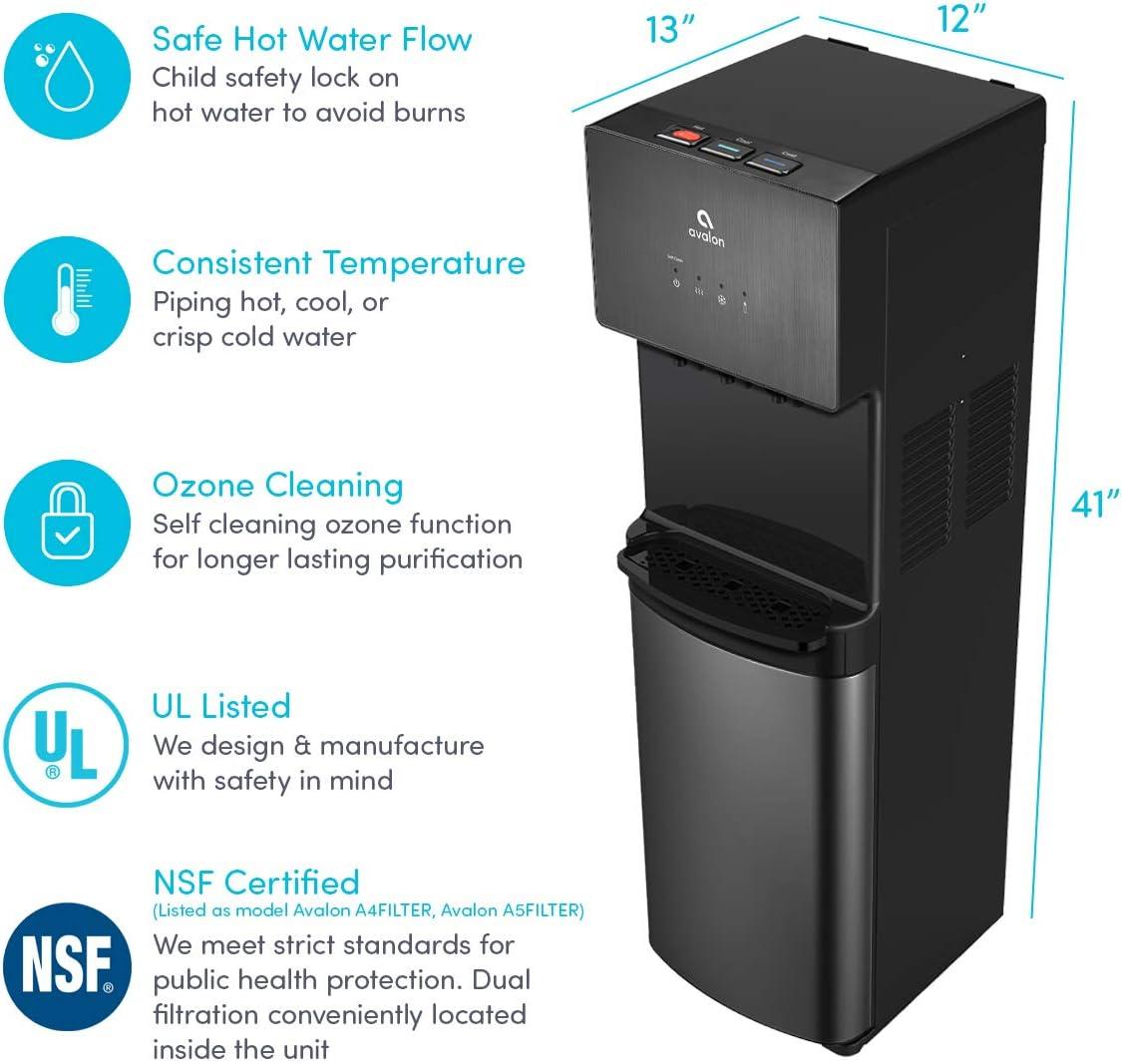 Avalon Self Cleaning Bottleless Water Cooler Dispenser, Black