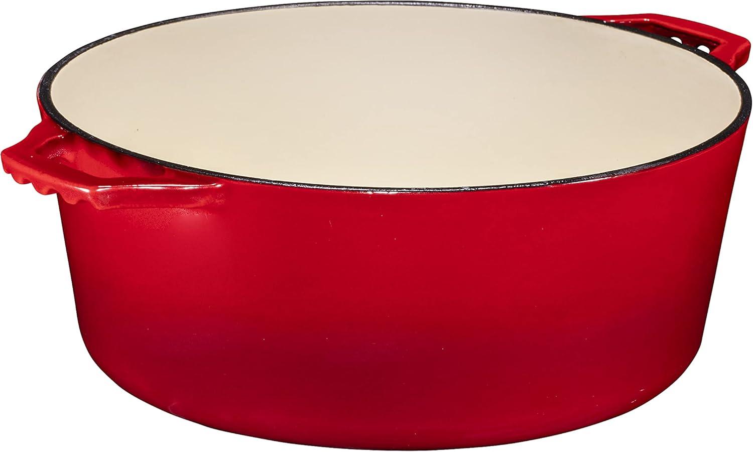 Red Enameled Cast Iron 7-Quart Dutch Oven with Porcelain Lid