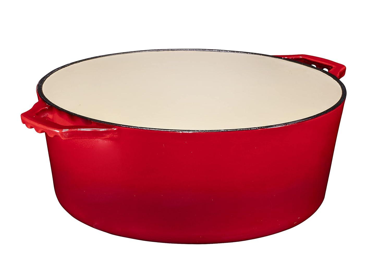 Red Enameled Cast Iron 7-Quart Dutch Oven with Porcelain Lid
