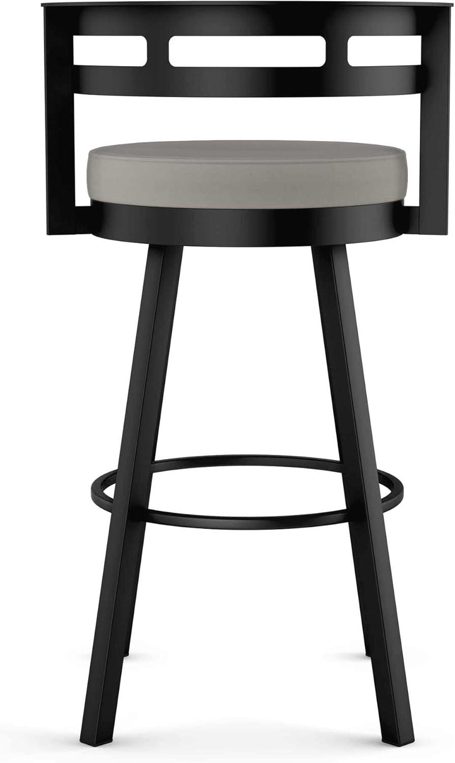 Amisco Render Upholstered Counter Height Barstool Taupe/Black: Faux Leather, Steel Frame, 26" Seat