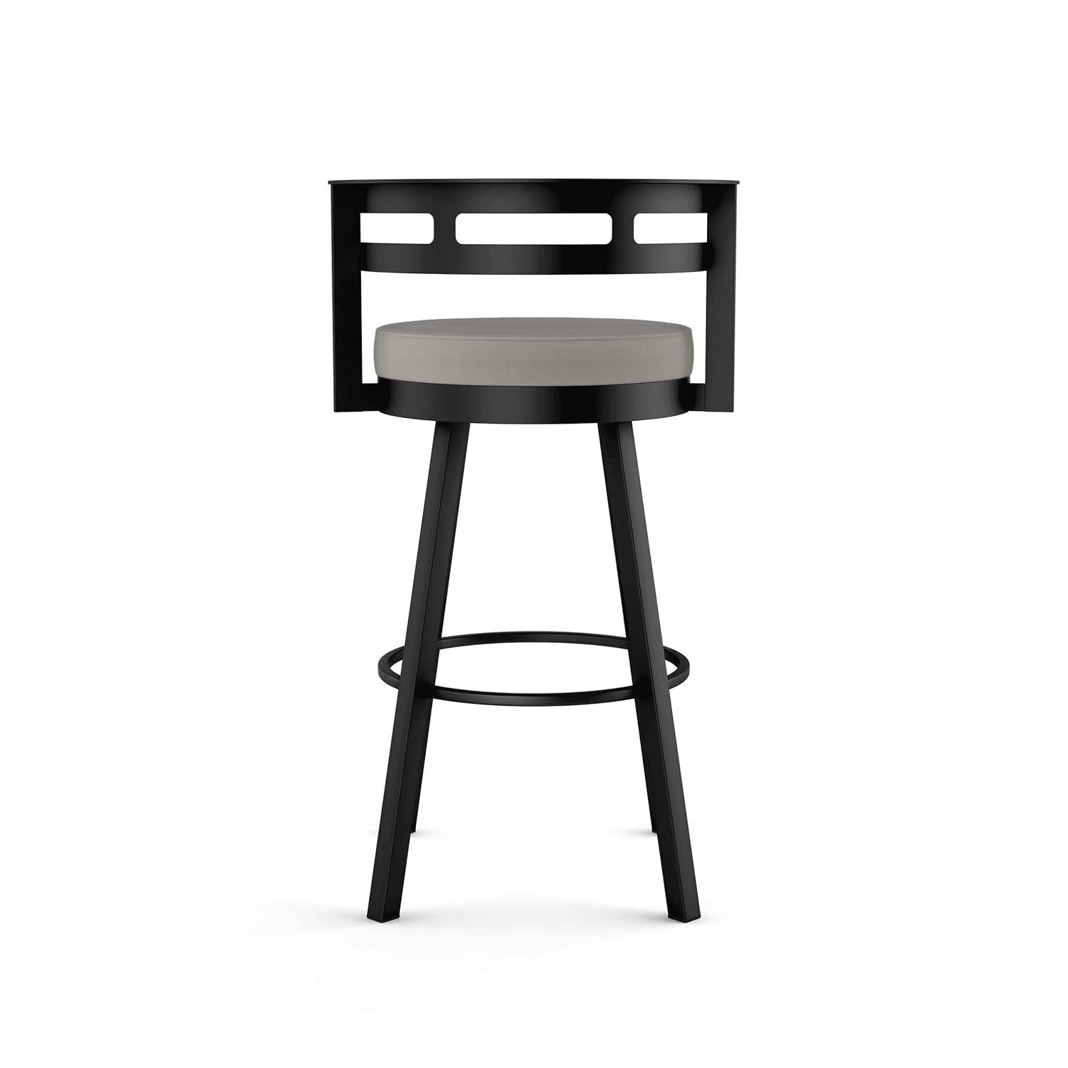 Amisco Render Upholstered Counter Height Barstool Taupe/Black: Faux Leather, Steel Frame, 26" Seat