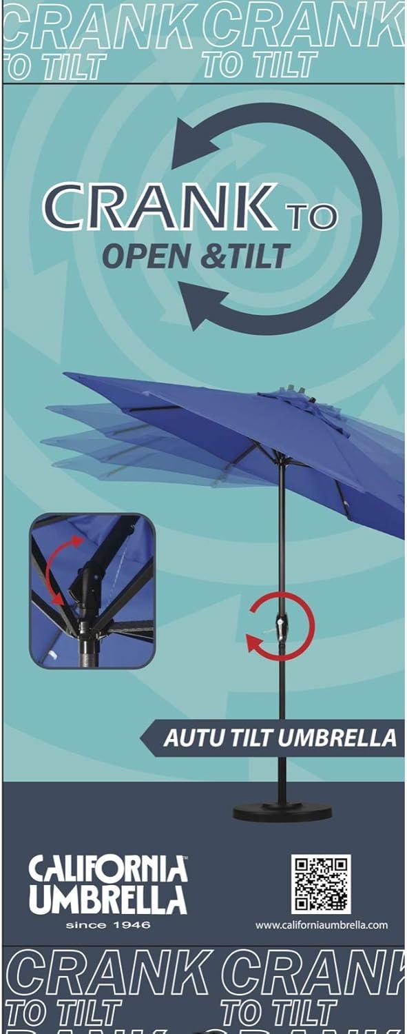 7.5 ft. Bronze Aluminum Market Auto-Tilt Crank Lift Patio Umbrella in Capri Pacifica