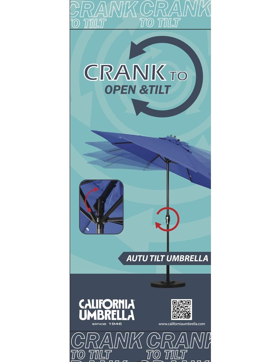 7.5 ft. Bronze Aluminum Market Auto-Tilt Crank Lift Patio Umbrella in Capri Pacifica