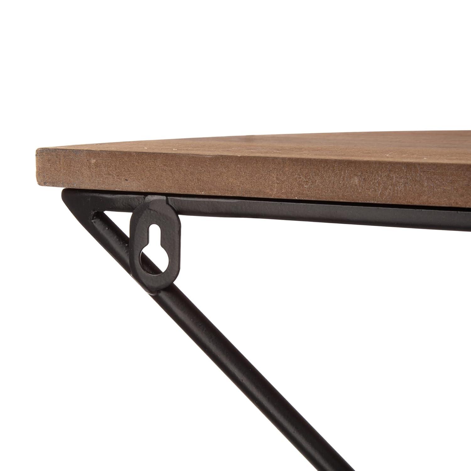 Glitzhome  Set of 2 Firwood Metal Farmhouse Half-round Floating Wall Shelf Natural
