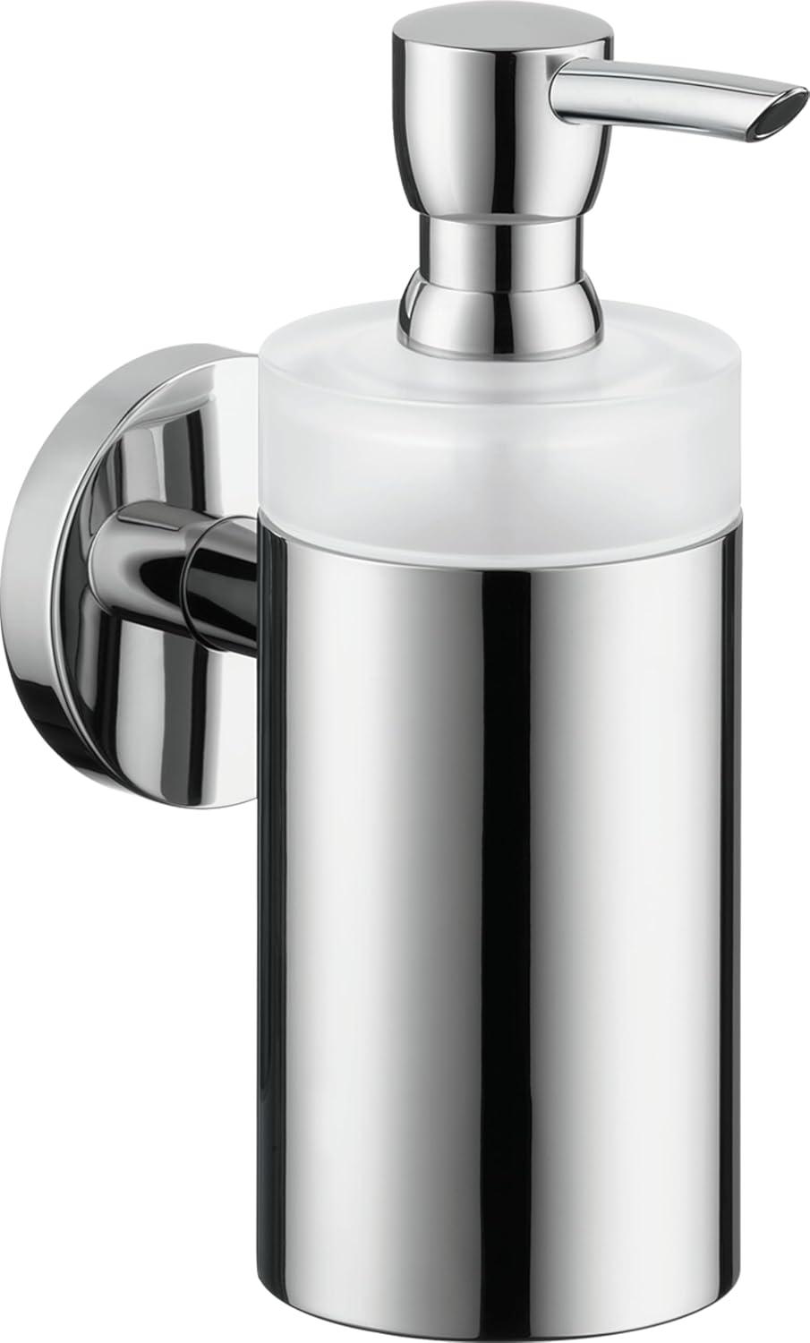 Modern Chrome Wall-Mounted Soap Dispenser with Glass Container