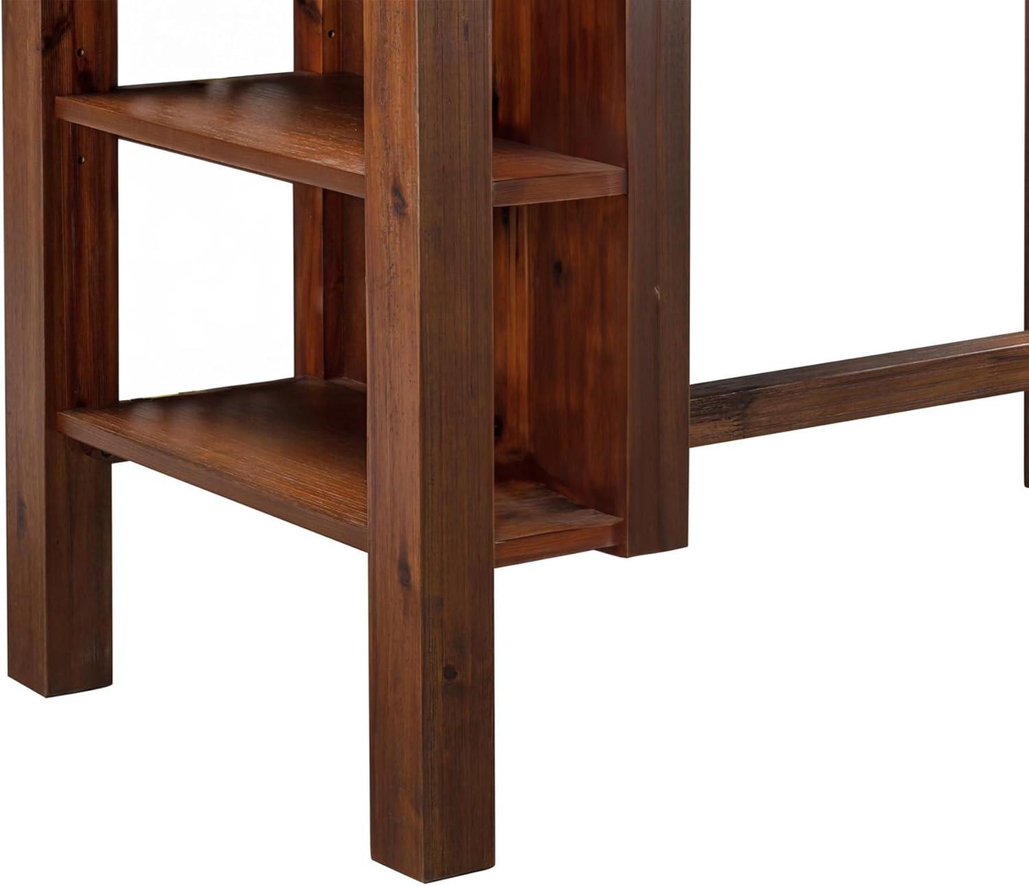 Rectangular Brittany Dining Table Wire Brushed Finish Chestnut - Boraam: Acacia Wood, 2-Tier Shelf, 60"