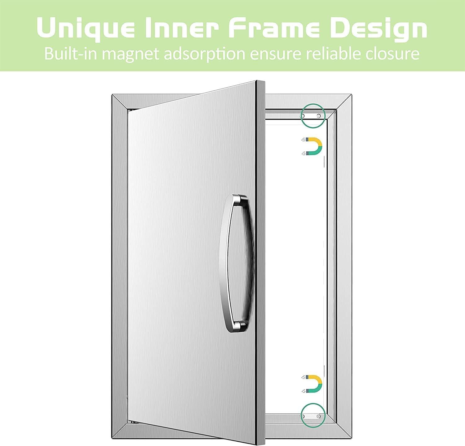 Outdoor Kitchen Doors - 24W x 24H Inch, Double BBQ Access Doors, 304 Stainless Steel for Outdoor Kitchen Cabinet Grill Station or BBQ Island