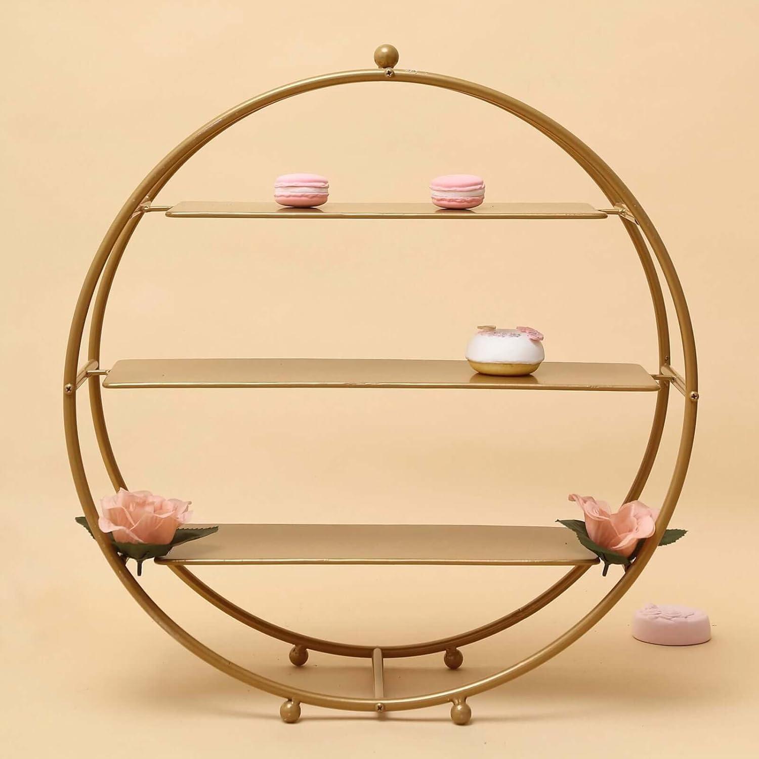Efavormart 21" Gold Metal Tiered Cupcake Stand 3 Tier Dessert Stand Cupcake Holder