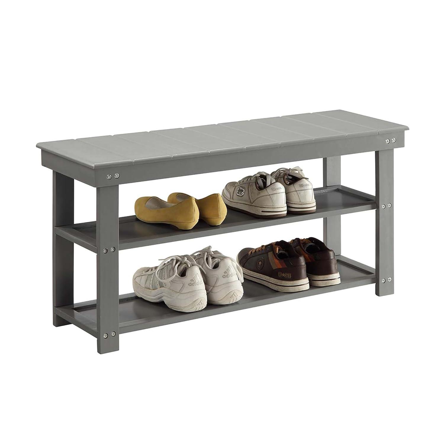 Convenience Concepts Oxford Utility Mudroom Entryway Bench in Gray Wood Finish