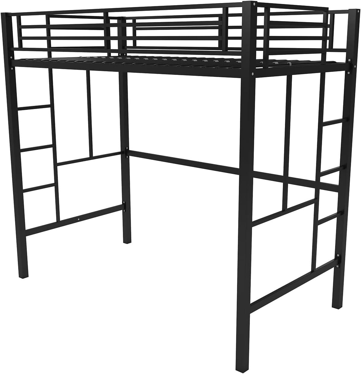 Your Zone Brittain Twin Metal Loft Bed, Black