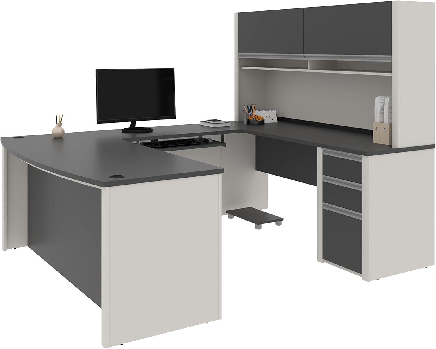 Bestar Connexion U-Shaped Workstation with 1 Pedestal in Sandstone