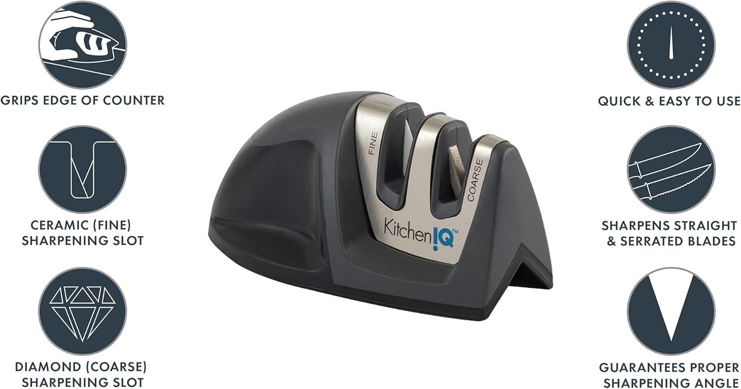KitchenIQ Deluxe Diamond Edge Grip 2-Stage Knife Sharpener