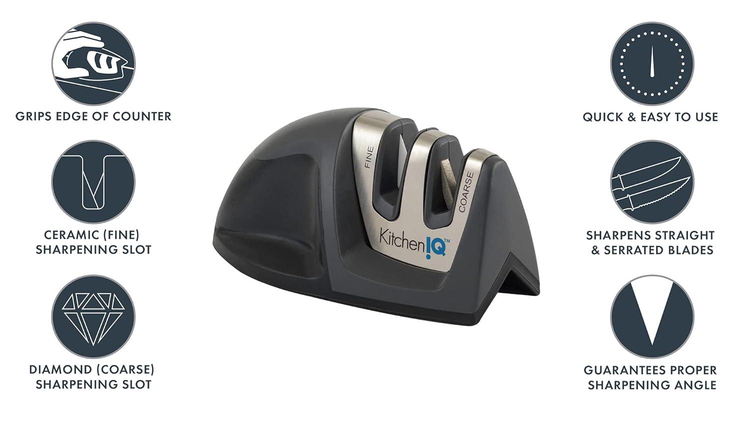 KitchenIQ Deluxe Diamond Edge Grip 2-Stage Knife Sharpener