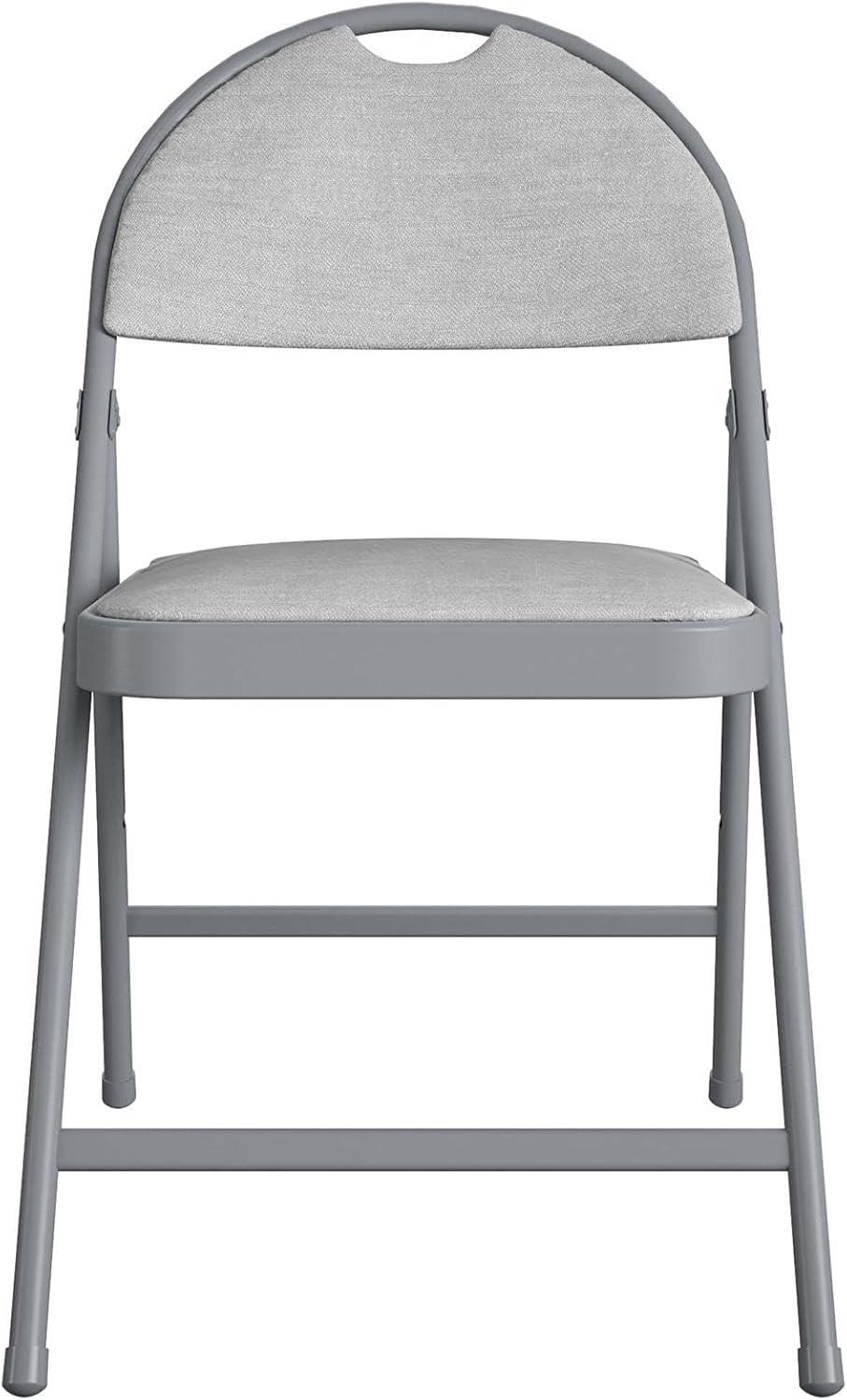 Gray Fabric and Metal Padded Folding Chair Set