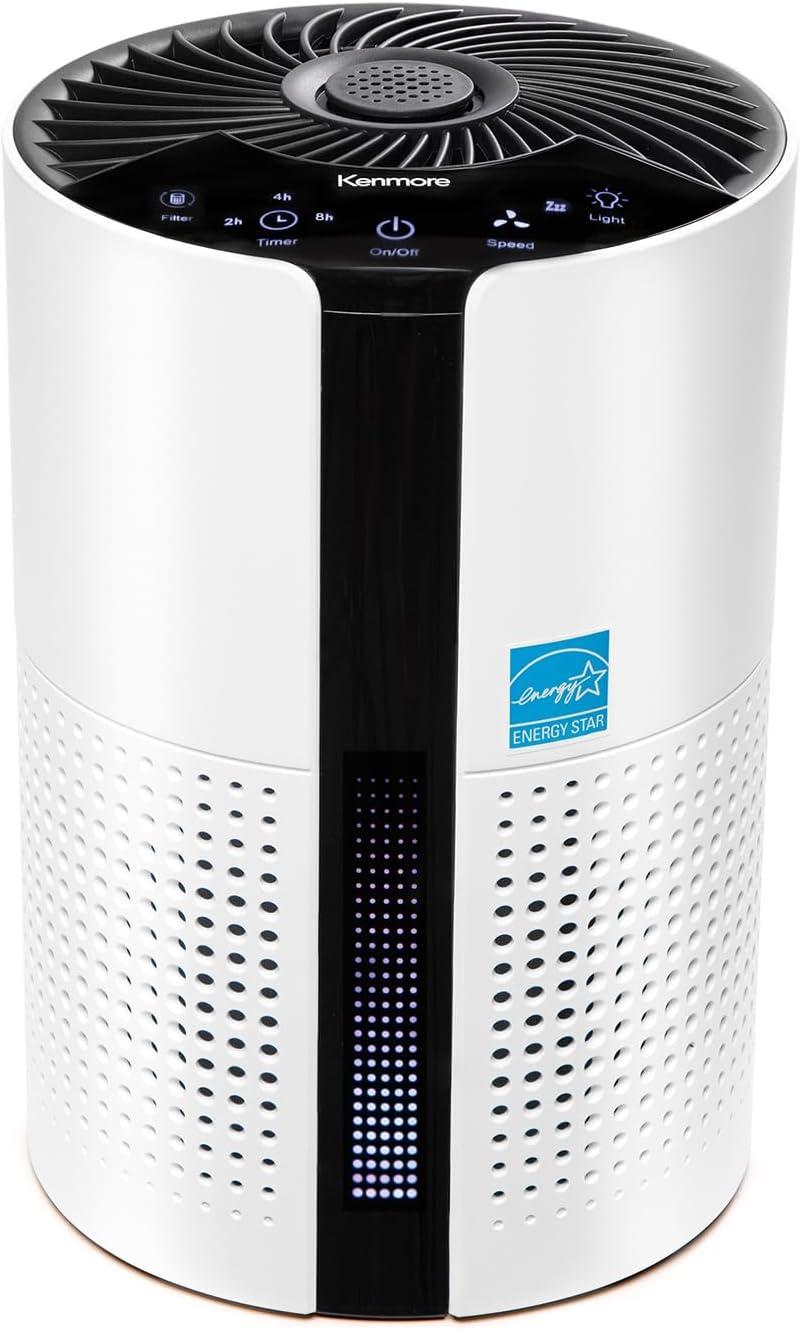 Invenitiah Kenmore PM1010 Air Purifiers For Bedroom Up To 348 Sq.Foot With H13 True HEPA Filter, Child Lock, Sleep Mode And Ambient Light For Small Rooms