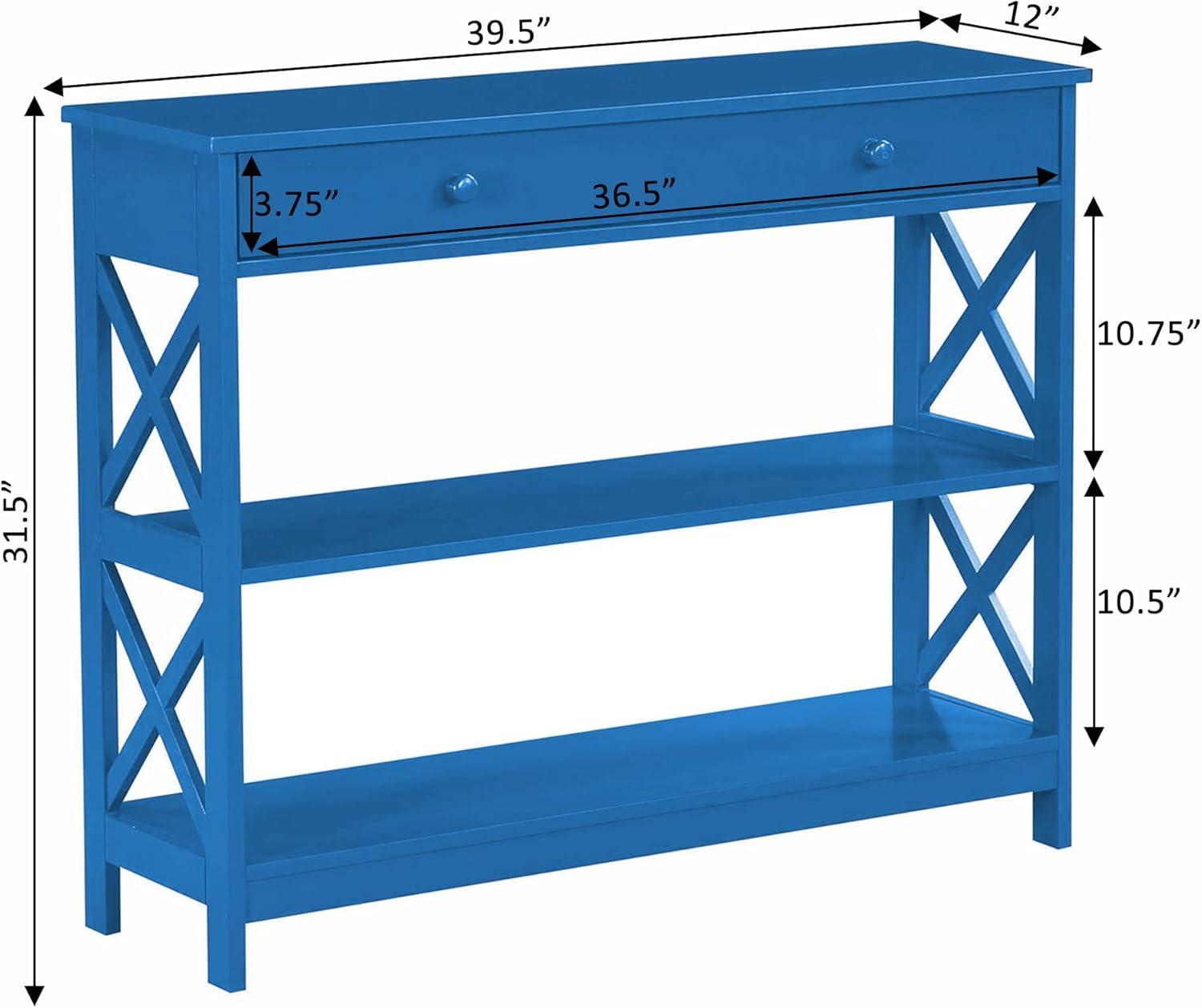 Convenience Concepts Oxford 1 Drawer Console Table with Shelves, Blue