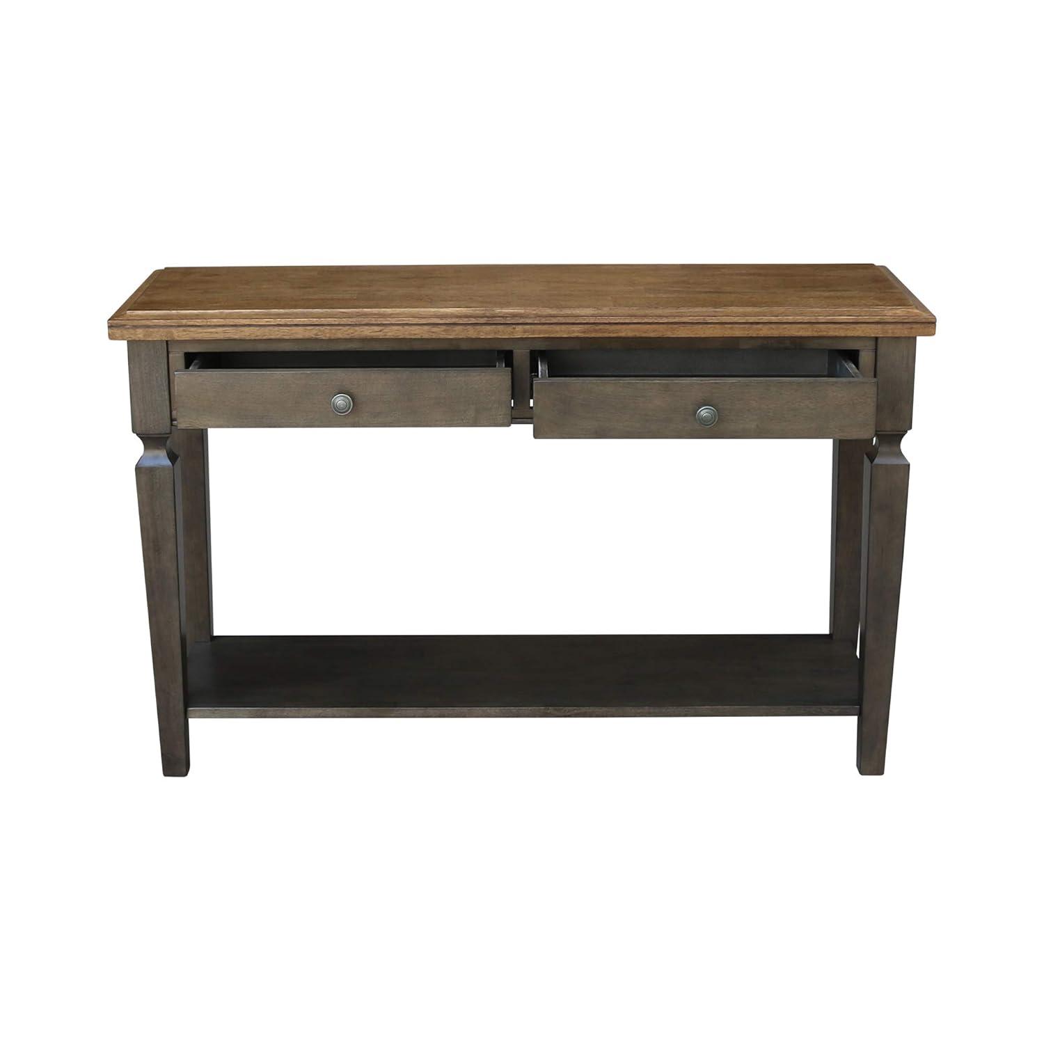 Vista Solid Wood Console/Sofa Table in Hickory/Washed Coal